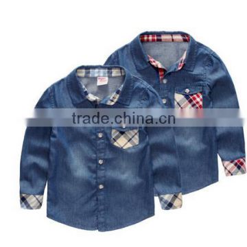 Factory wholesale custom fancy cotton boys fashion children jeans shirt