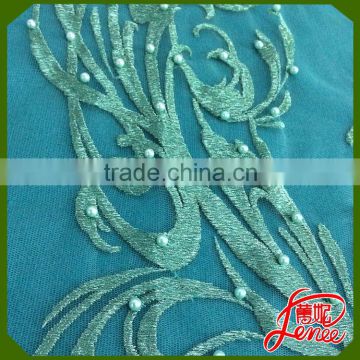 PEARL AND BEADS PLAIN EMBROIDERY FABRIC DECORATION FOR EVENING DRESS