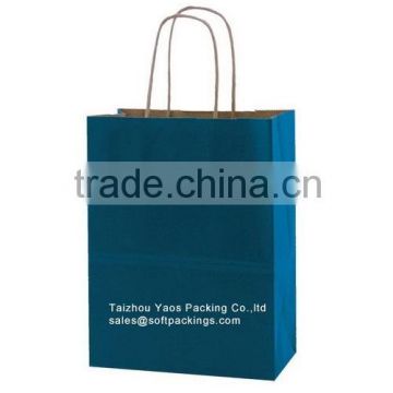 custom colored flat bottom kraft paper bag, promotional paper carrier bag, fancy design take away kraft paper packaging bag