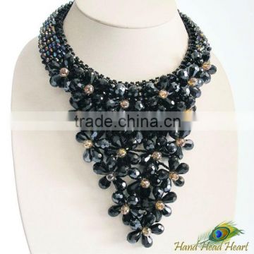 Cluster of Crystal flower blossoms necklace Gemstone handcrafted PN425