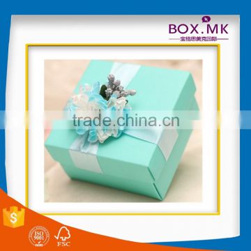 Wholesale High Quality Hot Sale Fashion Design Blue Ribbon Hnadmade Wedding Card Box