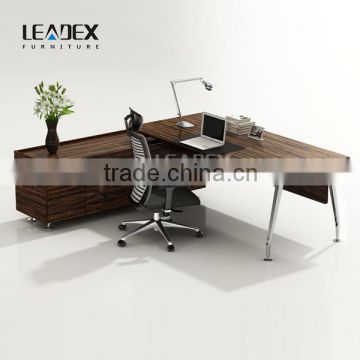 Luxury wooden executive office desk with metal frame