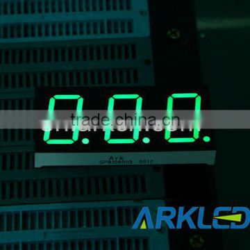 SMD 0.8 inch three digit Seven segment led display with pure green color