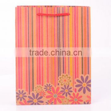 New design eco printed brown kraft paper bags with PP rope