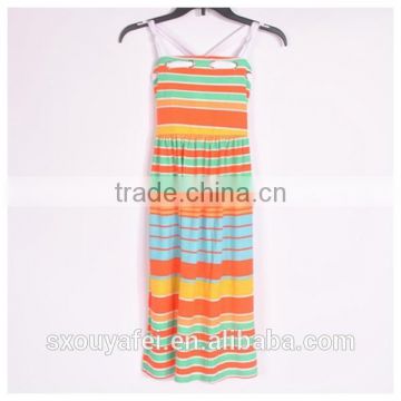 stock apparel for girl's One Piece Beach Long stripe dress on sell