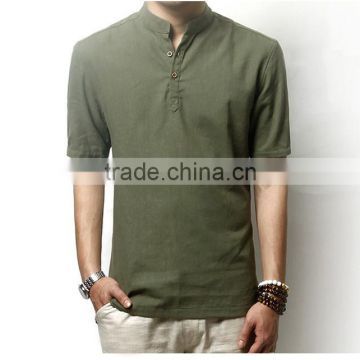 2015 High Quality 100% Cotton button down contrast color men double collar shirt folder