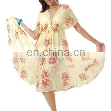 Chiffon hand block printed dress