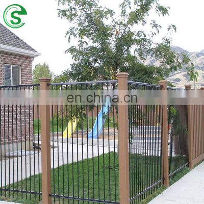 Powder coating galvanized steel fencing with pressed spear top or flat top