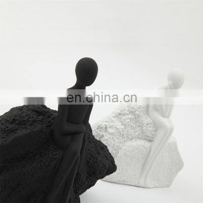 nordic black color stone women home decoration ceramic accessories sculpture