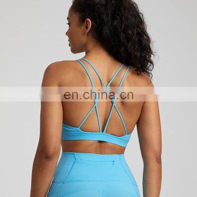 New Design Double Shoulder Straps Cross Back Sexy Sports Bra Top Soft Naked Feeling Workout Gym Fitness Yoga Wear For Women