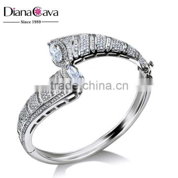 Luxury Party Women Must Have Platinum Plated Zirconia Setting Stones Bangle