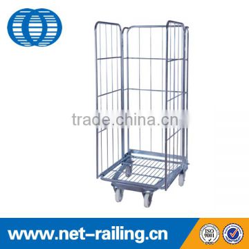 Industrial wire mesh roll container trolley