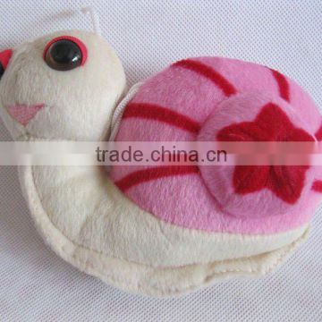 Lovely pink plush snail soft toy for keychain