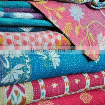 Authentic indian old vintage kantha Quilt, Reversible 100% cotton Quilts/Throw/Blanket/Gudari