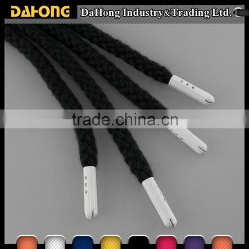 Eco-friendly apparel cotton drawcord shoelace drawstring with Painted Metal Tips