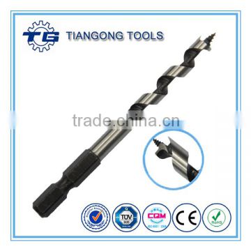 High quality grooved hex shank hss wood auger drill bit