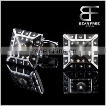 Square Shape Enamel Cufflinks Crystal Inlaid in middle for Mens Special Jewelry