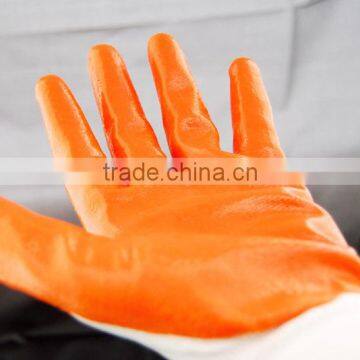 13g orange nitrile palm coated gloves/smooth surface nitrile working gloves