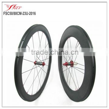 Road clincher wheelset 50/88mm bicycle wheel with powerway R36 red hub + Sapim cx ray spoke