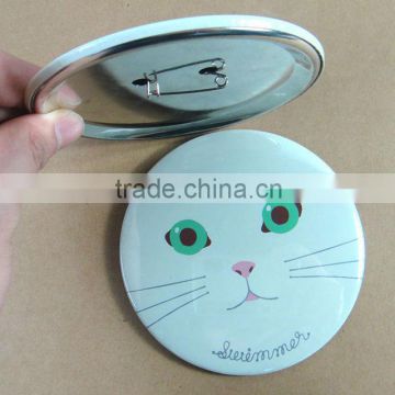 Round cat tin badge with pin button as promotional gifts