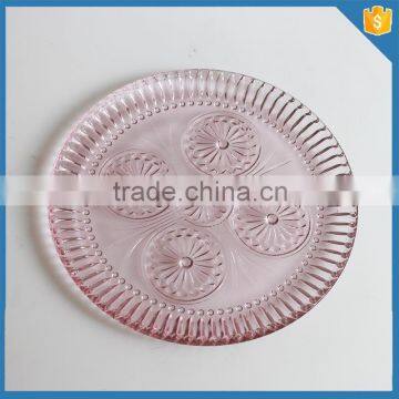 LXHY-P015 Wedding decorative colored vintage round flat glass plate