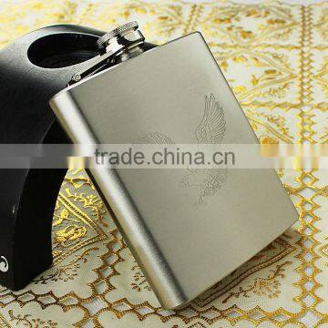 7oz stainless steel hip flask with leather covered and logo