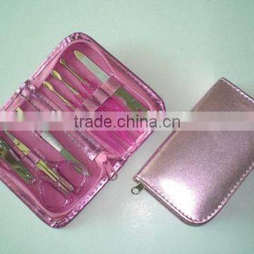 stainless steel 7pcs manicure set with a PU leather case