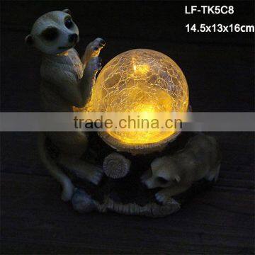 Polyresin solar mongoose glass ball decorative lighting
