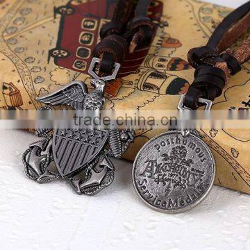 2015 hot sale Manufacturers selling retro men's leather necklace punk necklace N0023
