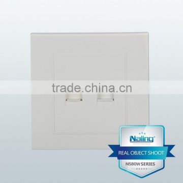 Wenzhou manufacturer pure white wall electric telephone socket +computer socket outlet