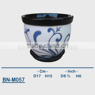 Vietnamese Ceramic Sandblasting Mini Flower Pot BN-M057