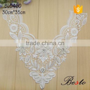 Elegant pearl embroidery designs pearl lace flower applique for ladies clothes