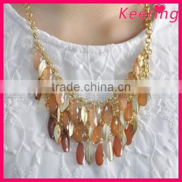 wholesale fashion women acrylic alloy tassel necklace design in teardrop WNK-277