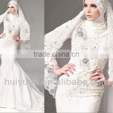 sex lace mermaid bridal muslim hijab long sleeve wedding dress