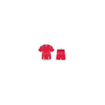Red Customized Football Spirit Wear Shirts and Shorts, Sublimated Soccer Jersey