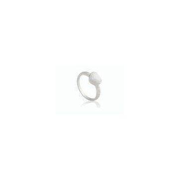 Anniversary 925 Silver Ring With White Heart Ceramic For Women , CSR0768