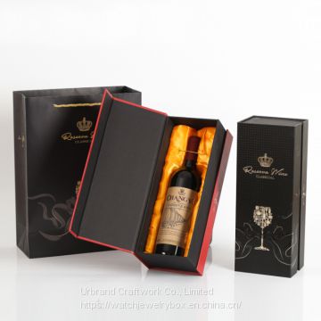 high-end wine bottle cardboard box with magnet closure flip paper gin bottle packaging box