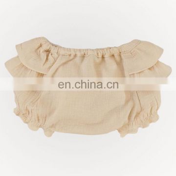 Fashion Organic Cotton Ruffles Gauze Newborn Girls Baby Short Pants