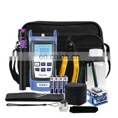FTTH Assembly Stripping Splicing Termination Optical Power Meter and VFL and Fiber Cleaver Fiber Optic Tool Kit