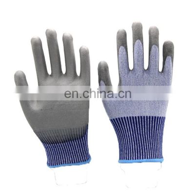 Leve 5 Grey PU coating HPPE Anti Cut Gloves