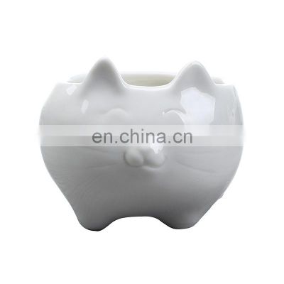 European style cute cartoon kitten white ceramic flower pot succulent flower pot