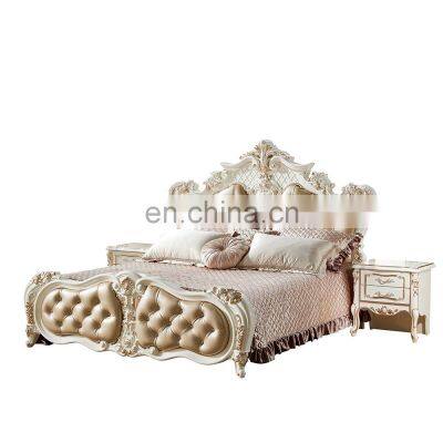 High Quality Luxury Antique Bedroom Furniture Classic Royal Bedding Sets Pure Leather Beds