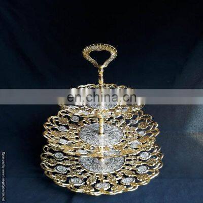 gold & silver plated decorative brass cake stand