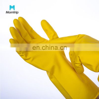 Hot Sale Flock-Lined Garden Work Household Dish Washing Natural Latex Rubber Gloves for Cleaning