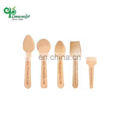 Disposable Customized Natural Wooden Ice Cream Tasting Mixing Dessert Milkshake Spoons Mini Printable Tea Spoon