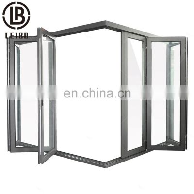 australia standard aluminium slim narrow frame fireproofing and soundproof double glass bi folding doors with blinds