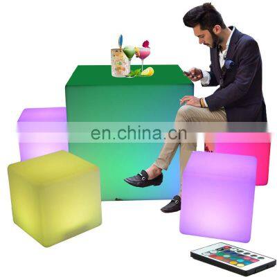 led furniture for party outdoor patio wedding nightclub illuminated led furniture cube seat chair lighting