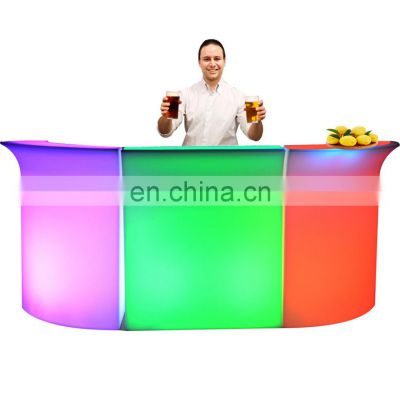 plastic light up led cocktail table commercial LED Illuminated Bar Counter Outdoor Bar Furniture