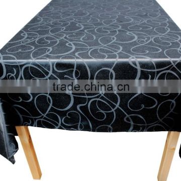 100% Polyester luxury fashion black jacquard cheap table cloth