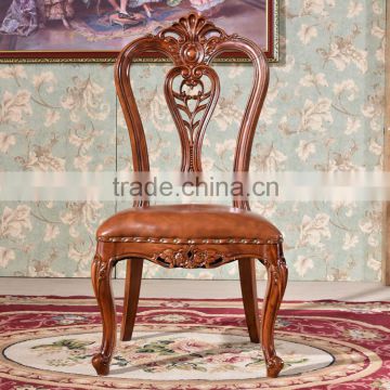 Genuine leather classic armless chair hollow out dining wood chairs
